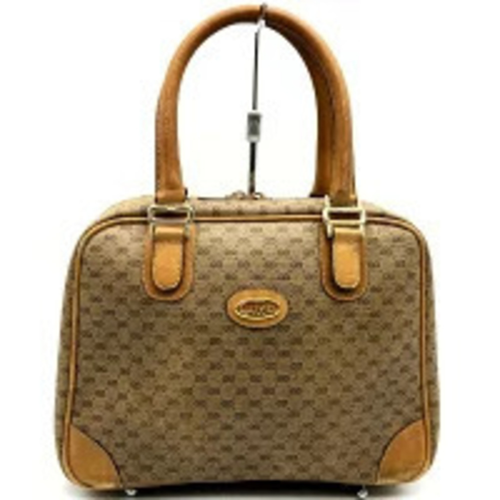 Gucci GG Handbag Opening Leather Beige Brown